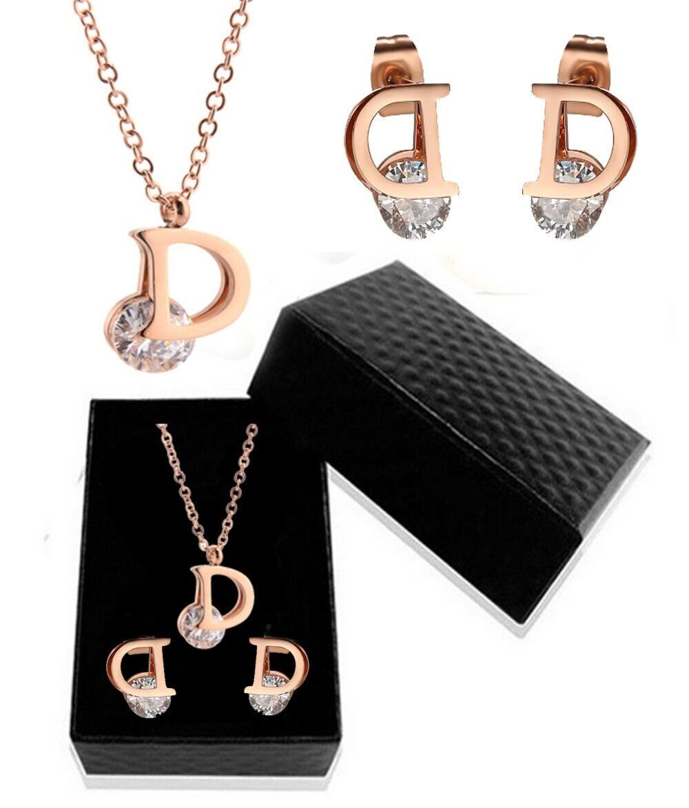 Initial Letter Classic Necklace & Earring Set Trendy Fashion Jewelry Gift Set