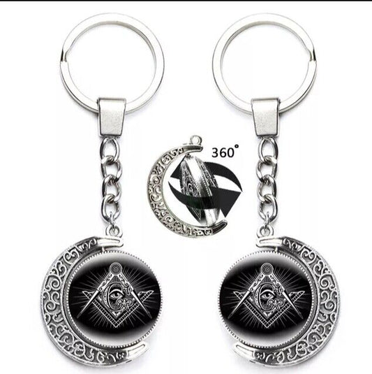 Masonic G Keyring (T Square Compass Freemason symbol)