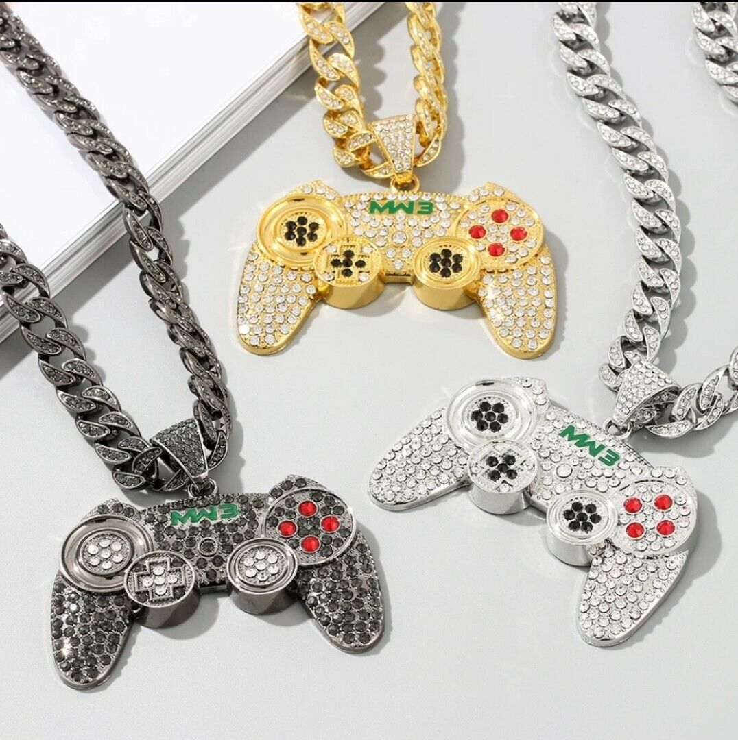 Iced Out Hip-Hop Necklace Game Console Jewellery Crystal Controller