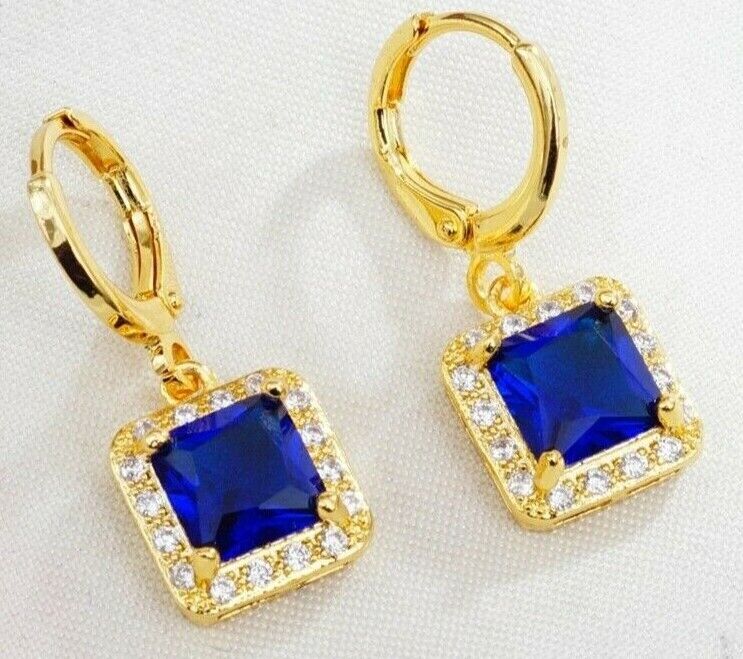 Women Earrings 14K Gold Plated Cubic Zirconia CZ 925 Wedding Drop Earrings 