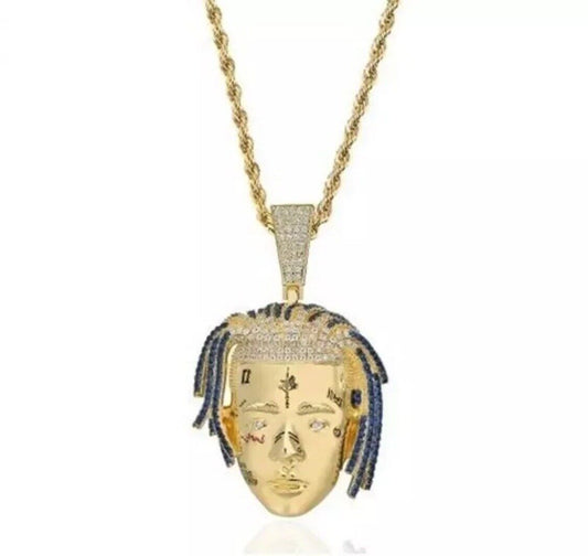 GOLD Rapper XXXTentacion Chain Necklace Hiphop Iced Out Jewellery UK Postage