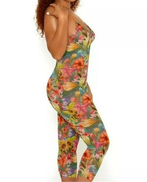 2022 Fitness Rompers Sheer Mesh Floral Catsuit Jumpsuit Backless