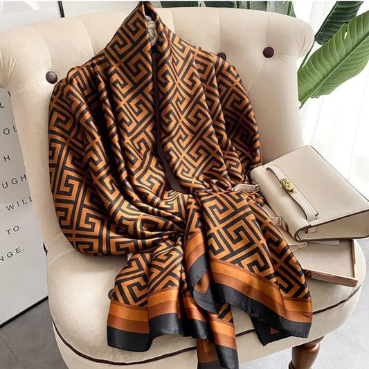 LUXURY FAUX SILK SCARF LONG SCARF, SOFT PLAID SCARF SILK FEEL LUXE SARONG 🇬🇧