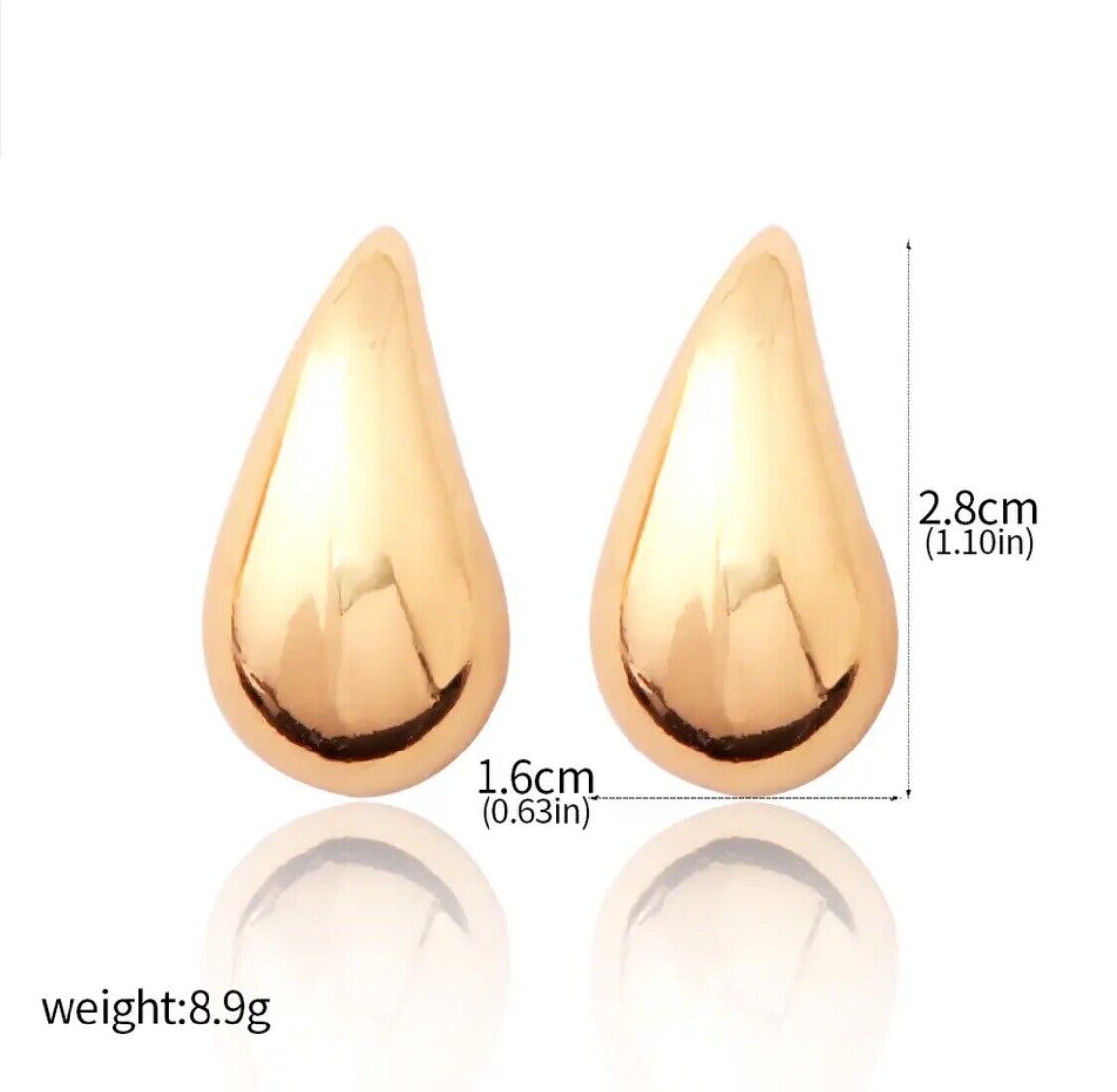 SILVER Chunky Dome Drop Earrings for Women Glossy Stainless Steel Thick Teardrop