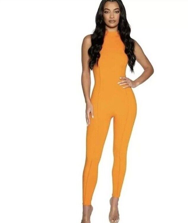 Womens Co Ord Sleeveless Stretchy Jumpsuit Body Contouring Seam Stretch Bandage