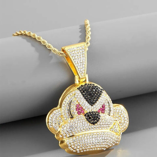 Iced out Cubic Zirconia Pitbull Pendant Necklace Hip Hop Fashion Unisex Necklace