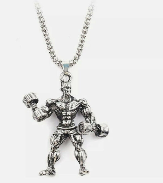 Men Silver Necklace Gothic Skull  Bodybuilding Weight Gold Pendant Necklace 