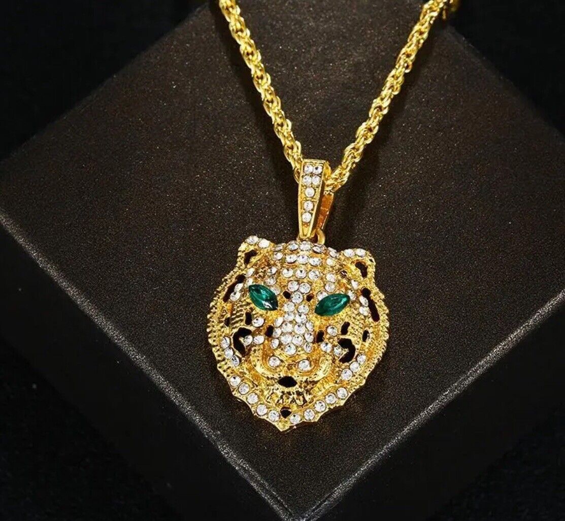 GOLD Hip-hop Tiger Iced Out Pendant + Free Gold Plated Necklace Hip Hop Jewelry
