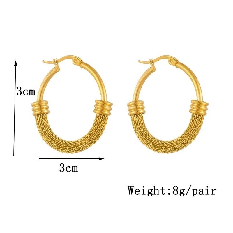 Gold Plated Thick Twisted Hoop Earrings