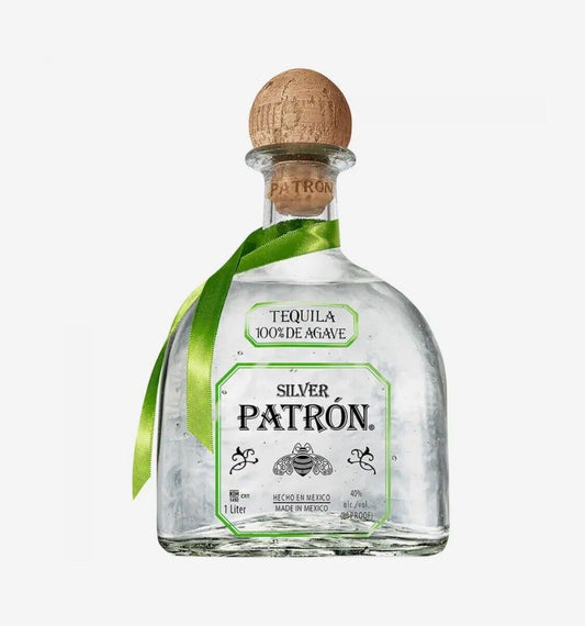 1 Litre Patron Silver Tequila EMPTY Bottle 1 Liter With Cork For Arts and Crafts