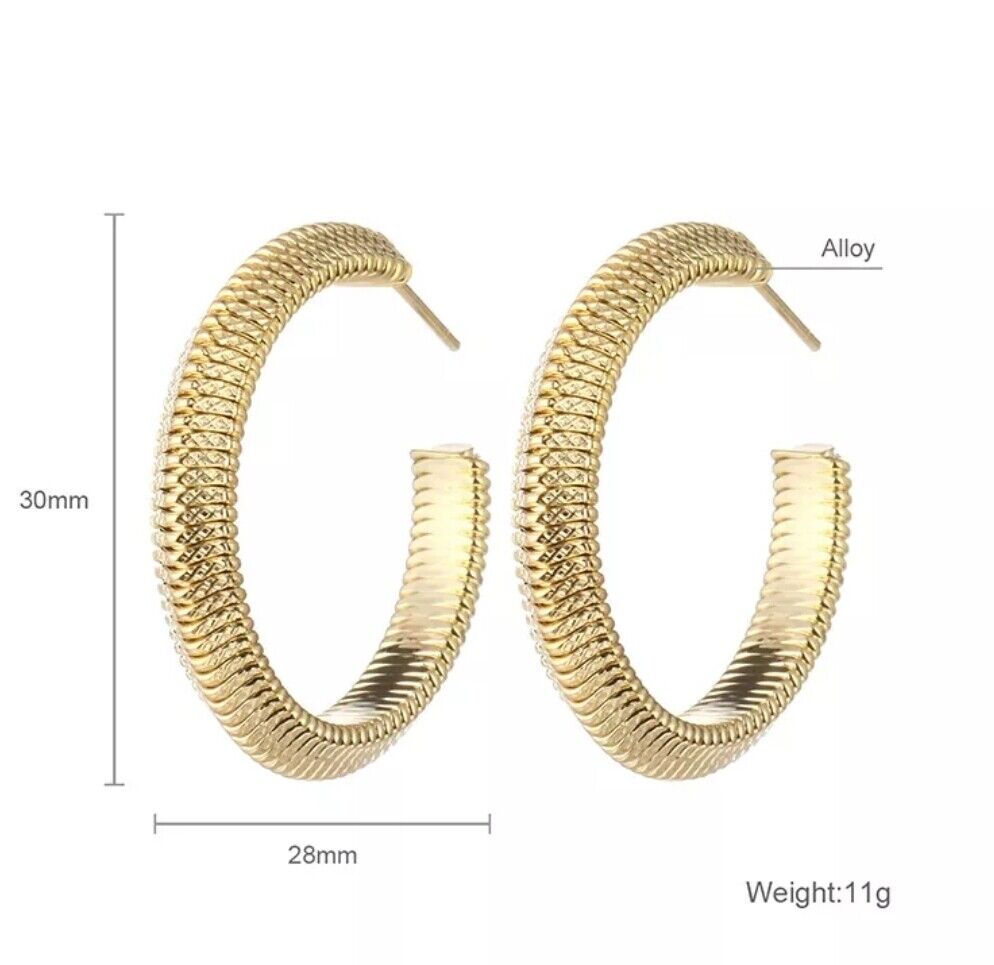 18k Gold Plated Twisted Braid Rope 30mm Hoop Earrings Hoops Bloggers Rose Gold