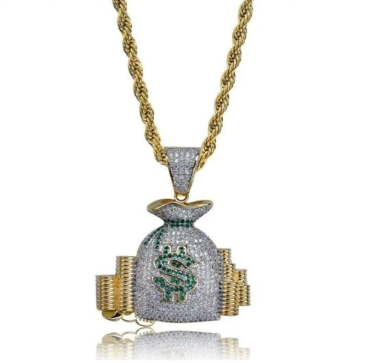 Hip-hop Dollar Sign Necklace Hip Hop Jewelry Silver Gold Pendant Rapper Chain