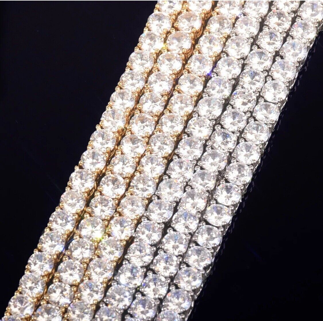 GOLD Crystal Necklace Resistant Durable Tennis Chain Jewelry Men Women Unisex