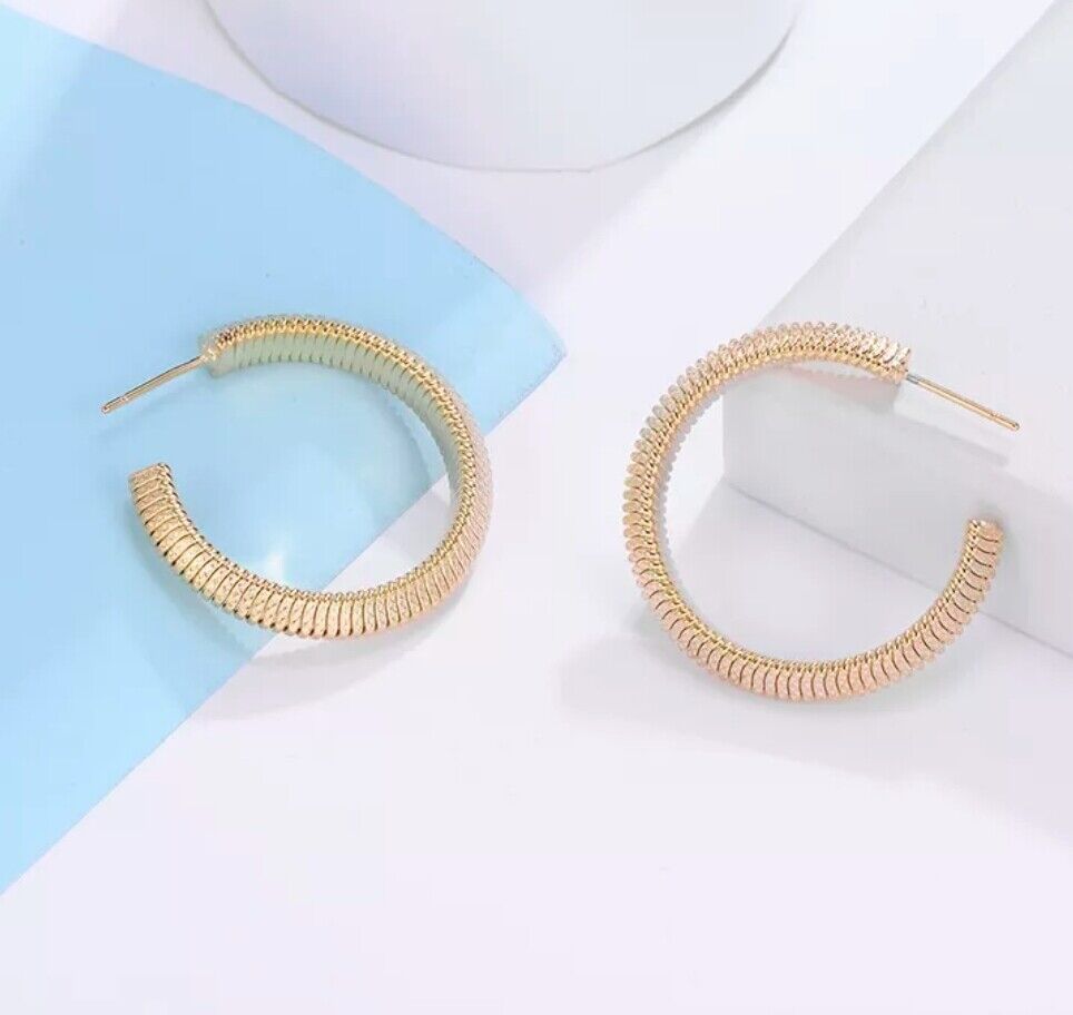 18k Gold Plated Twisted Braid Rope 30mm Hoop Earrings Hoops Bloggers Rose Gold