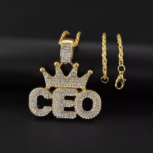 Hip-hop CEO Iced Out Pendant + Free Gold/Silver Plated Necklace 🔥Hip Hop Jewell