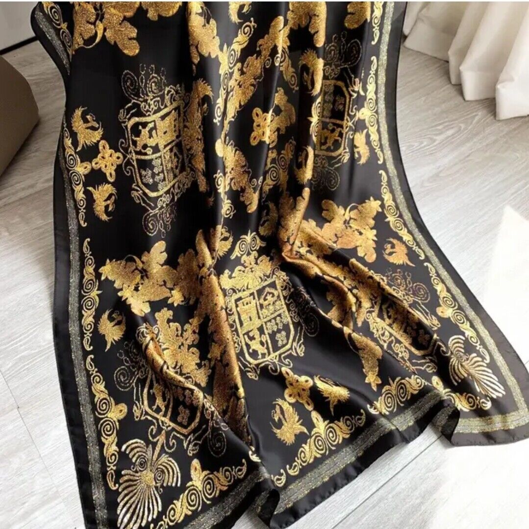 Women Large Printed Shawl Scarf Satin Silk Multicolour Printed Head Neck Scarves