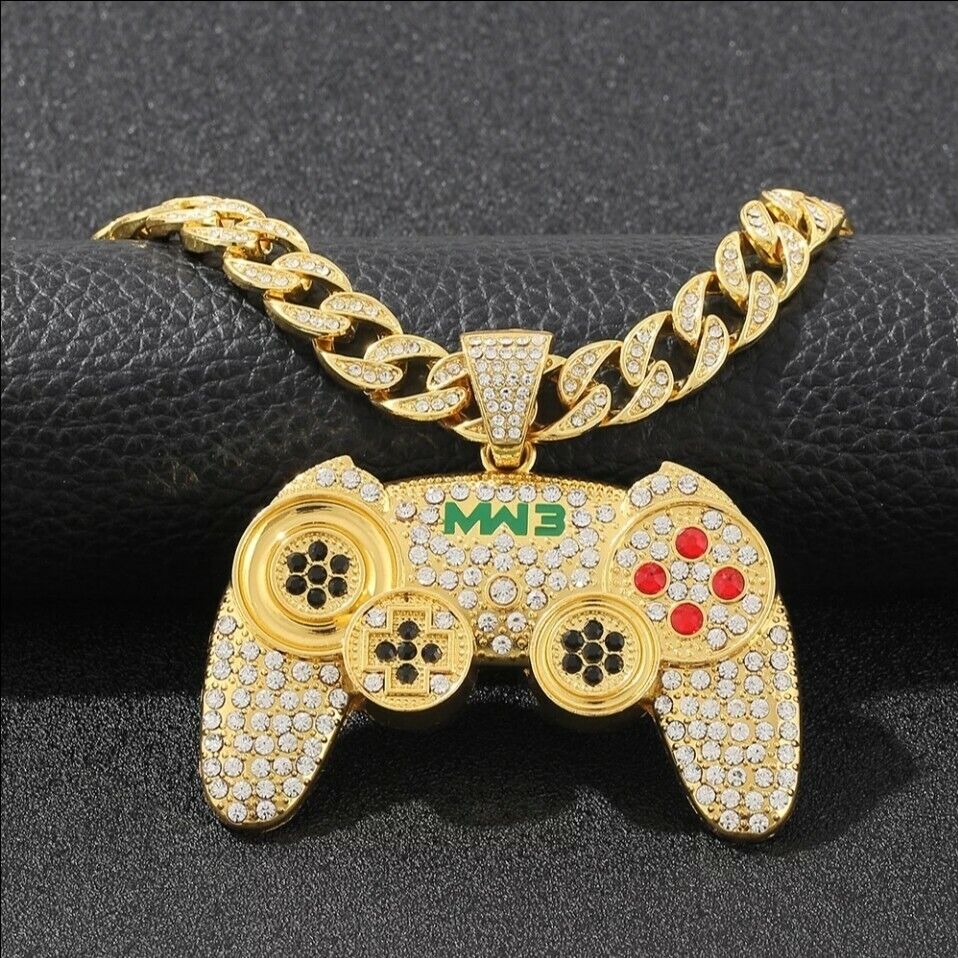 Iced Out Hip-Hop Necklace Game Console Jewellery Crystal Controller