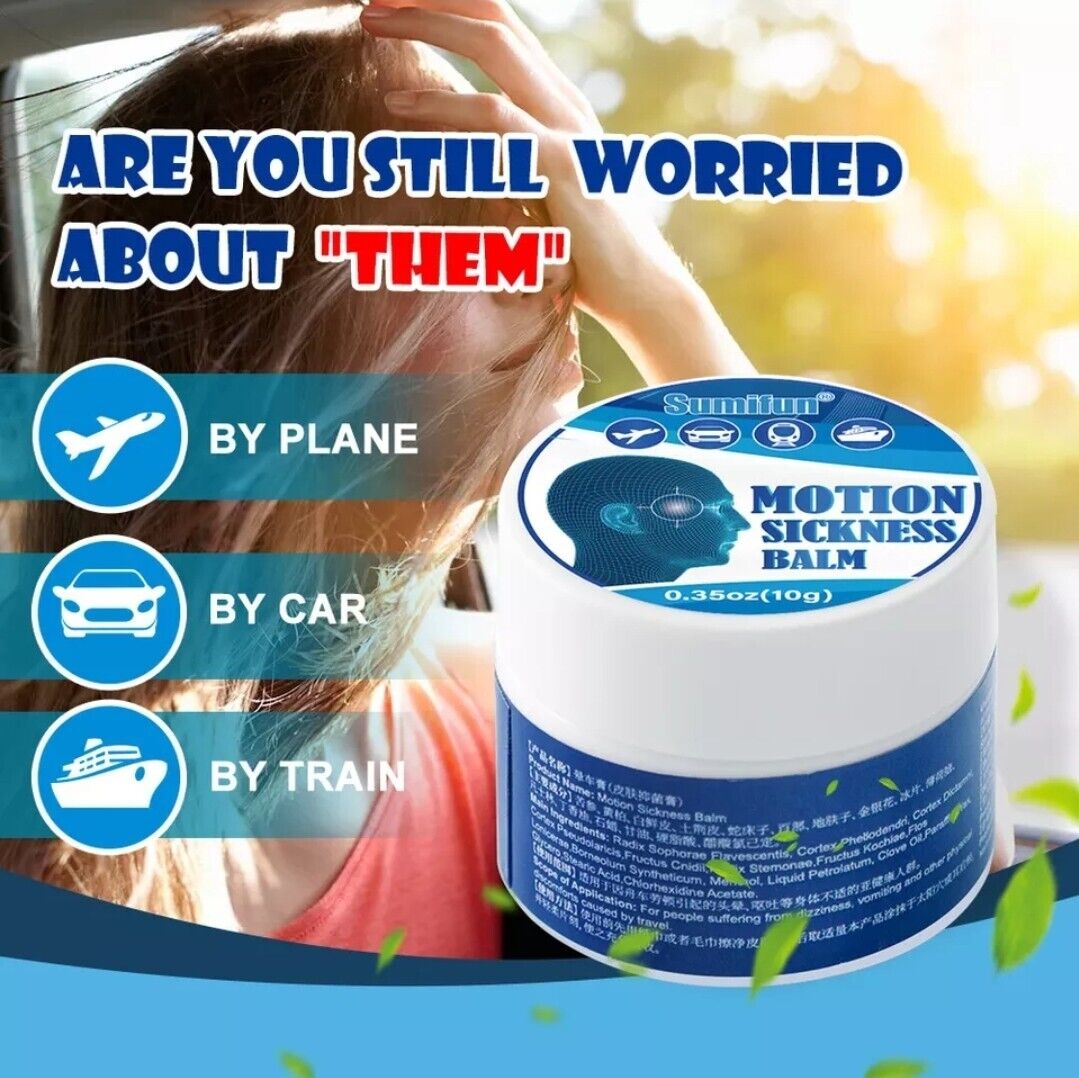 Motion Sickness Relief Travel Ointment Nausea Vomiting Plaster Headache Dizzy 