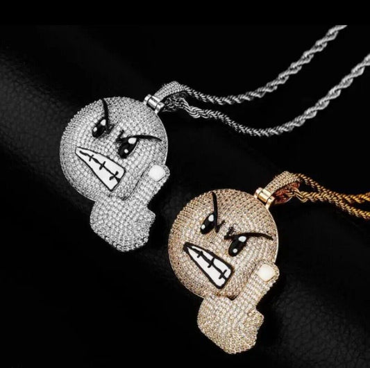 LOL Laughing Emoji Snapchat CZ Pendant Chain Necklace Iced Out Bling Jewellery