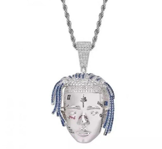 SILVER Rapper XXXTentacion Chain Necklace Hiphop Iced Out Jewellery UK Postage