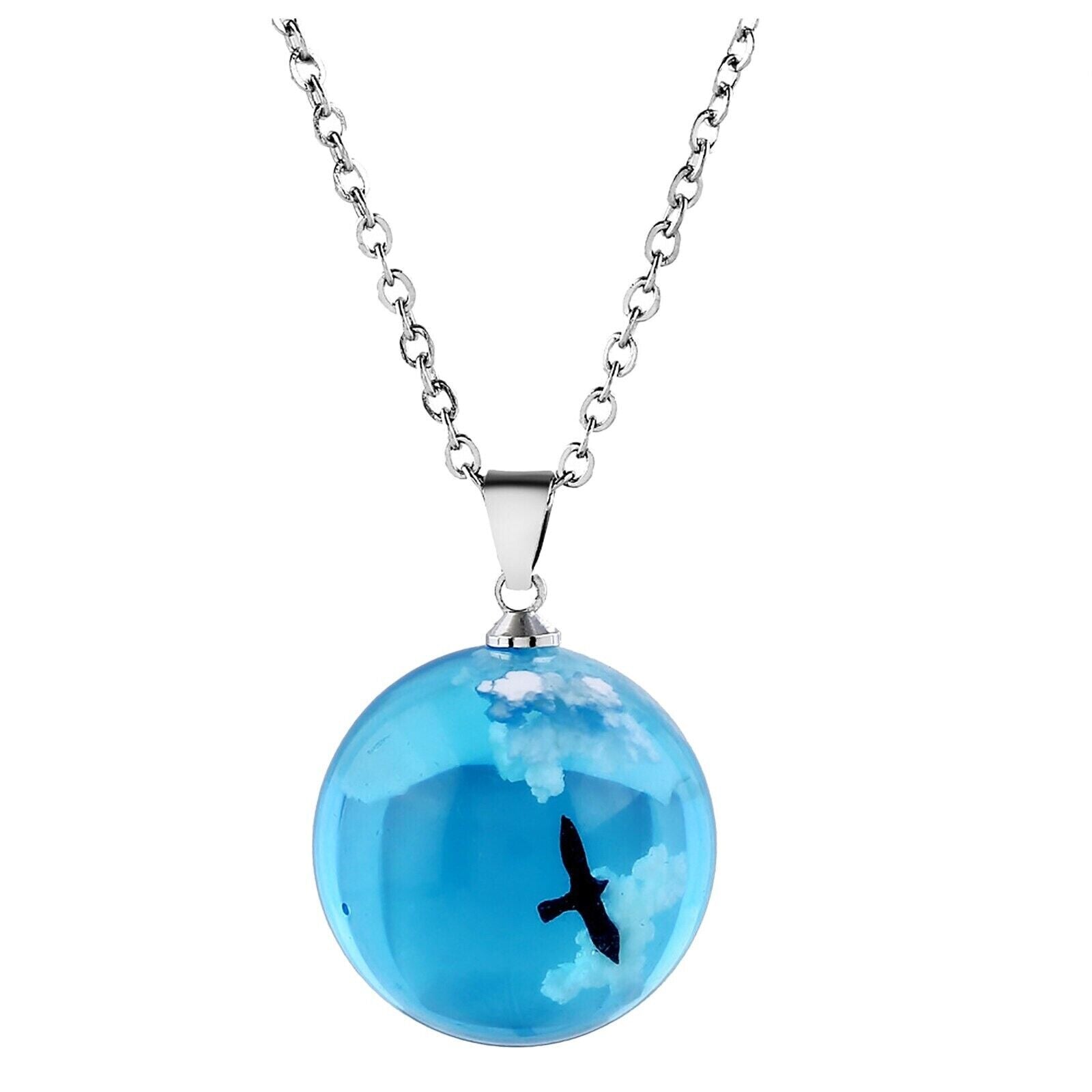 🇬🇧 Sky Cloud Necklace Resin Sphere Pendant  Bird Hot Women Fashion Jewellery 