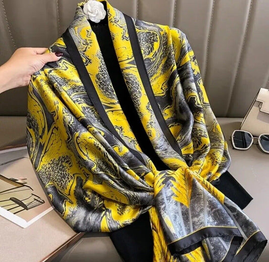 Classy Large Printed Shawl Scarf Satin Silk Multicolour Printed Head Neck Scarve