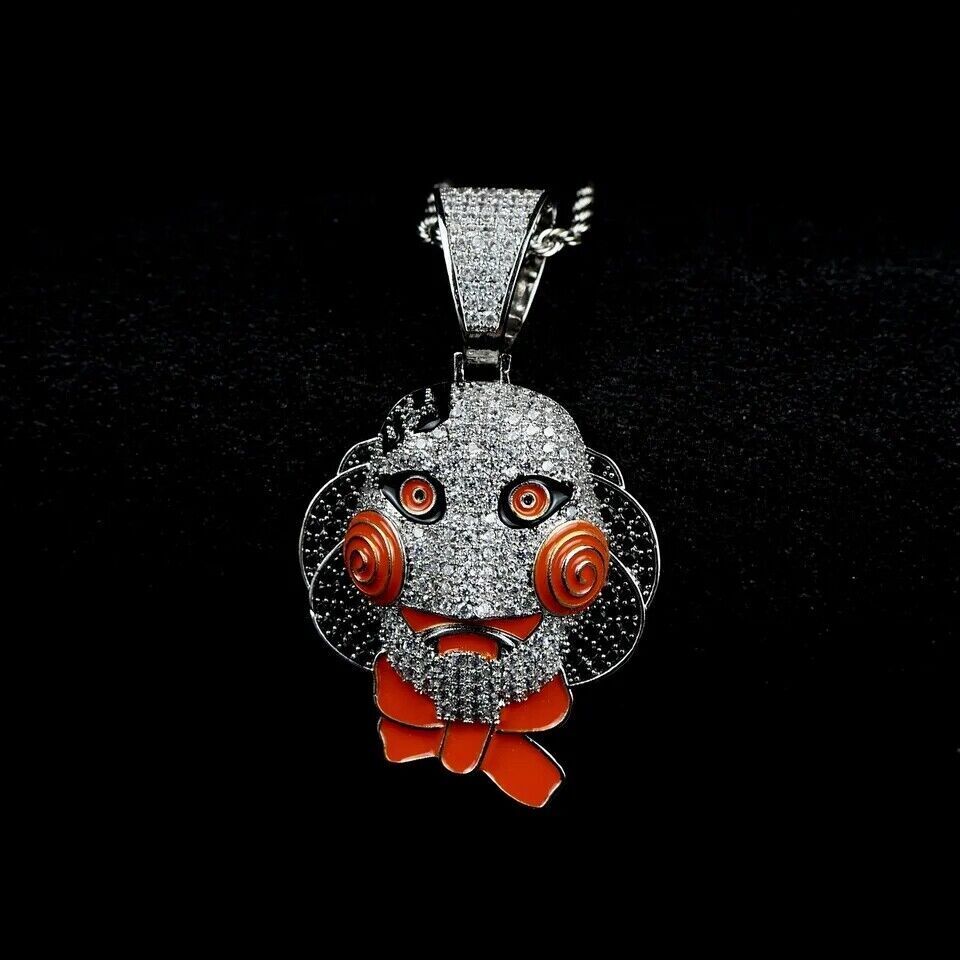 Chainsaw Horror Saw Clown Necklace Jewelry Silver Gold Bling 3D Pendant  Unisex
