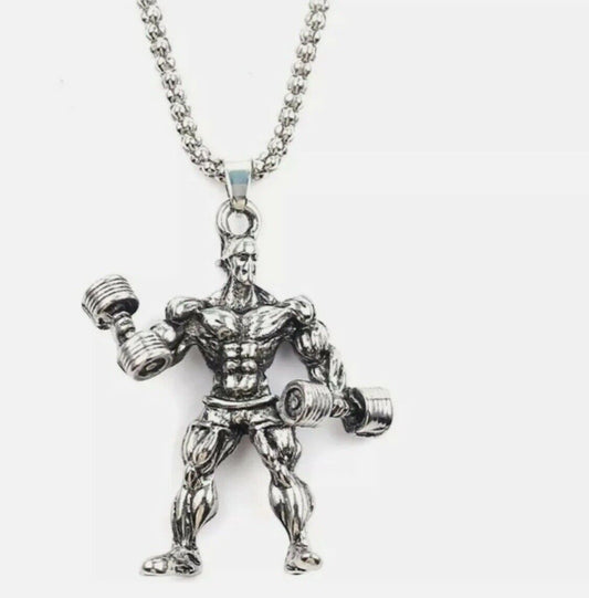 Silver Necklace Gothic Skull  Bodybuilding Weight Gold Pendant Necklace