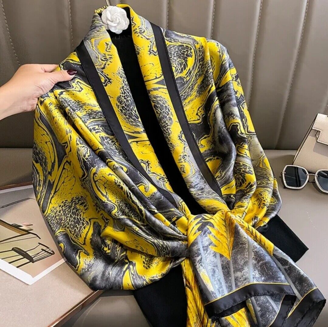 Women Large Printed Shawl Scarf Satin Silk Multicolour Printed Head Neck Scarves