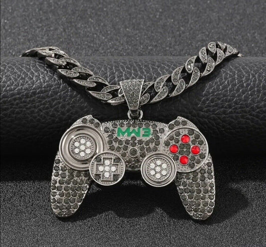 DARK Iced Out Hip-Hop Necklace Game Console Jewellery Crystal Controller